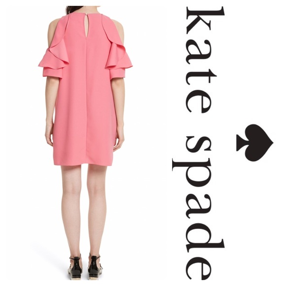 New Kate Spade Cold Shoulder Crepe Dress Petunia - Picture 3 of 5